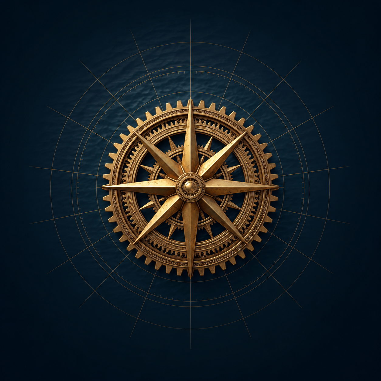 Brass mariner's compass rose